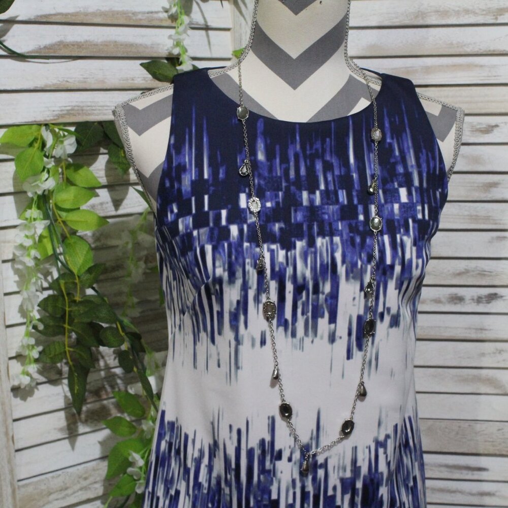 Vince Camuto Blue White Knee Length Sheath Dress (36) - Picture 4 of 16